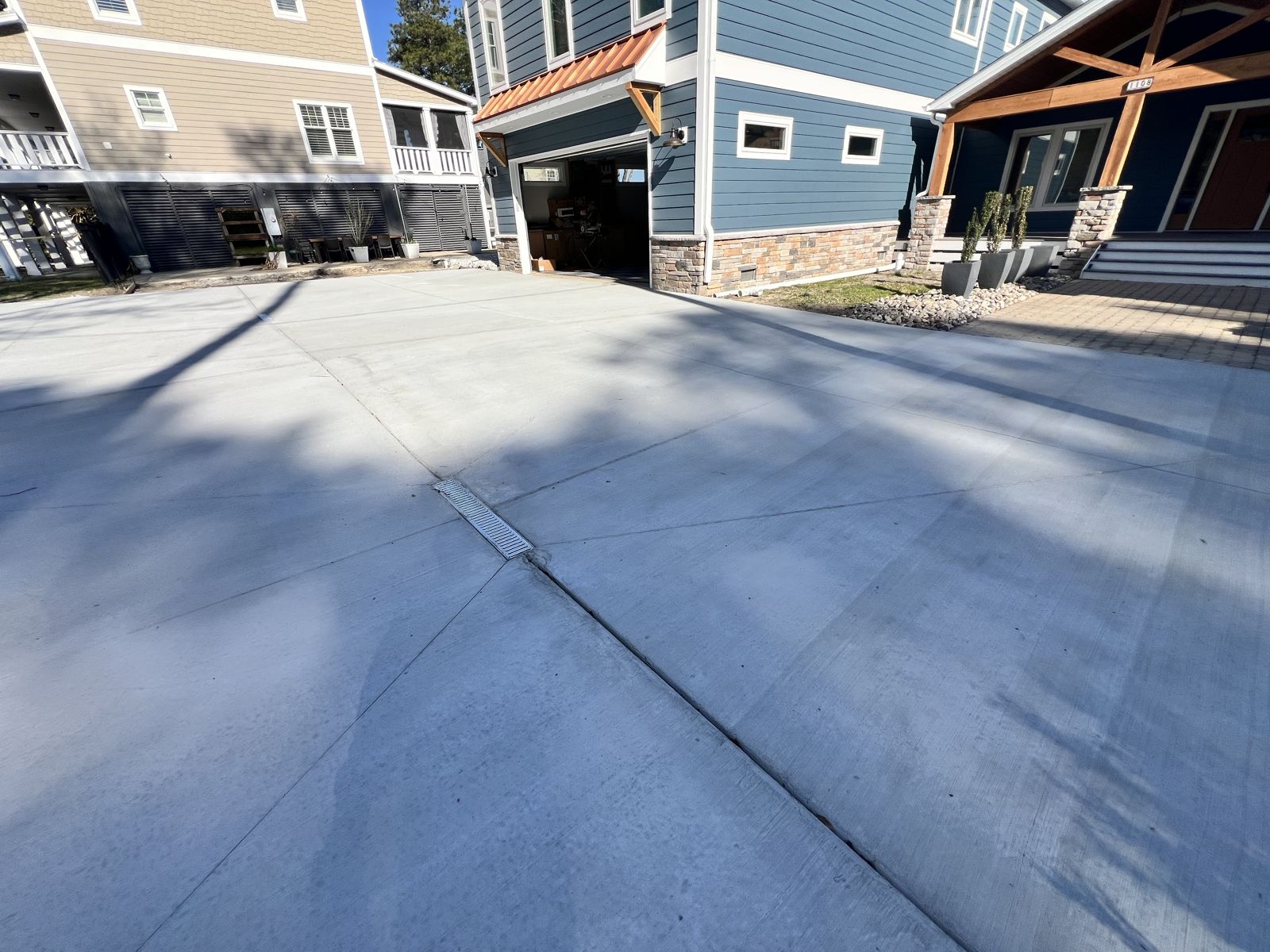 Wide new concrete driveway at a coastal Virginia Beach home